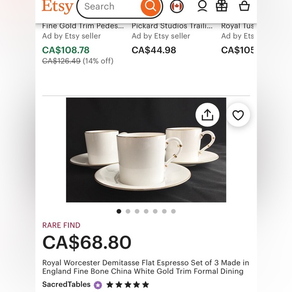 EUC pair of Royal Worcester demi tasse cups - Picture 5 of 5